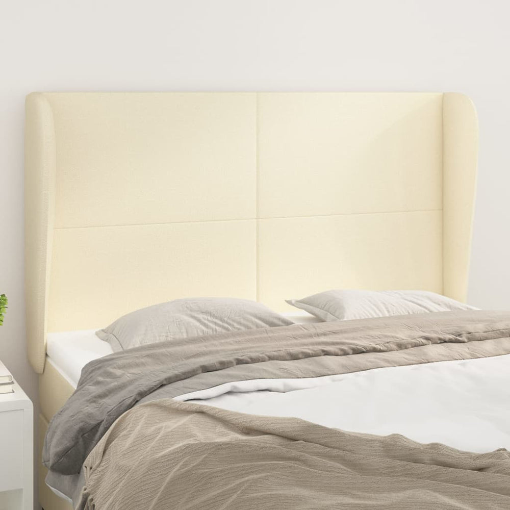 vidaXL Wingback Headboard Cream 147x23x118/128 cm Faux Leather