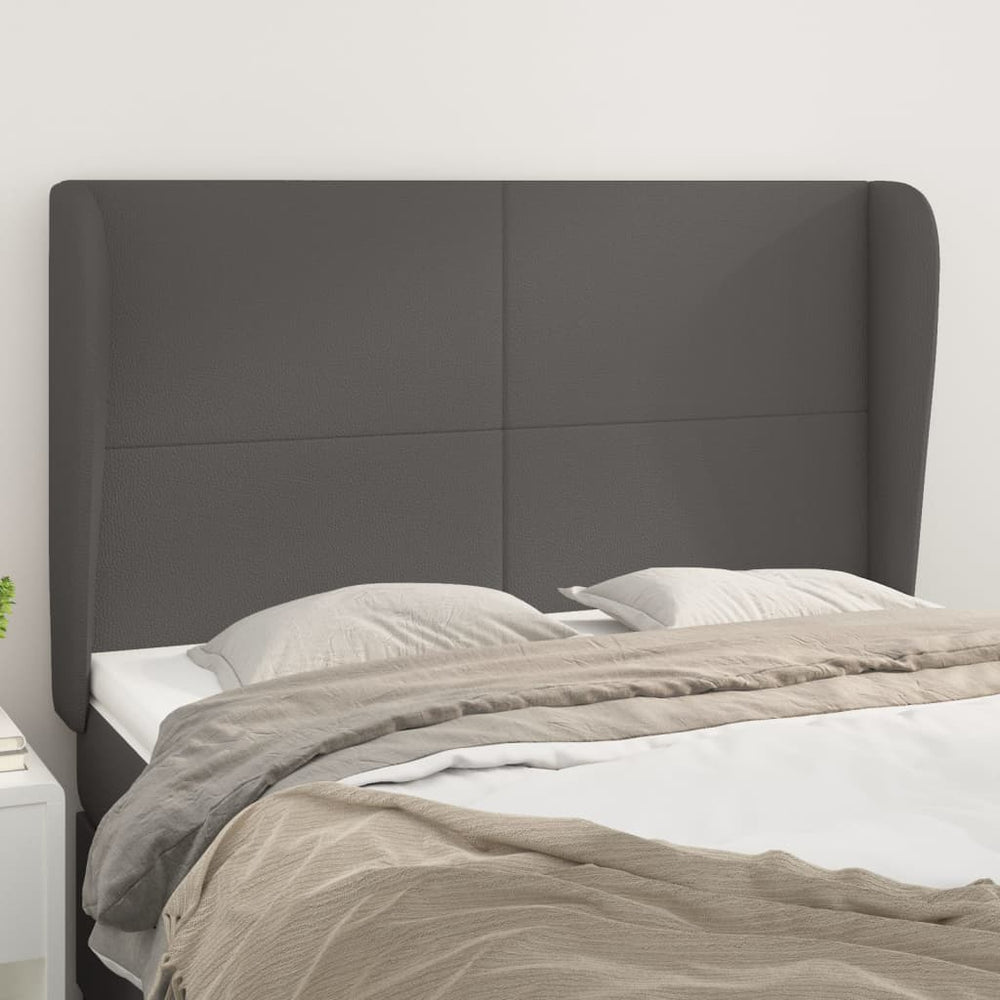 vidaXL Wingback Headboard Grey 147x23x118/128 cm Faux Leather