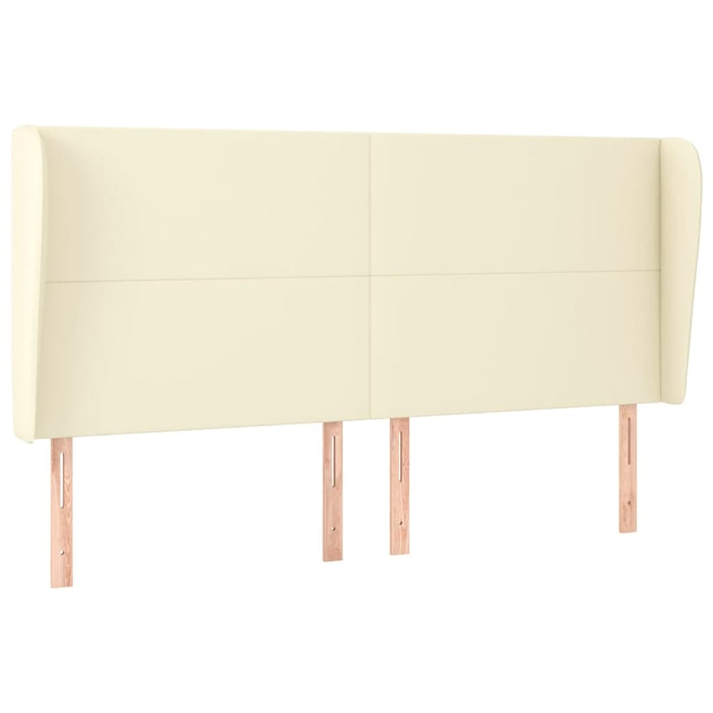 vidaXL Wingback Headboard Cream 163x23x118/128 cm Faux Leather