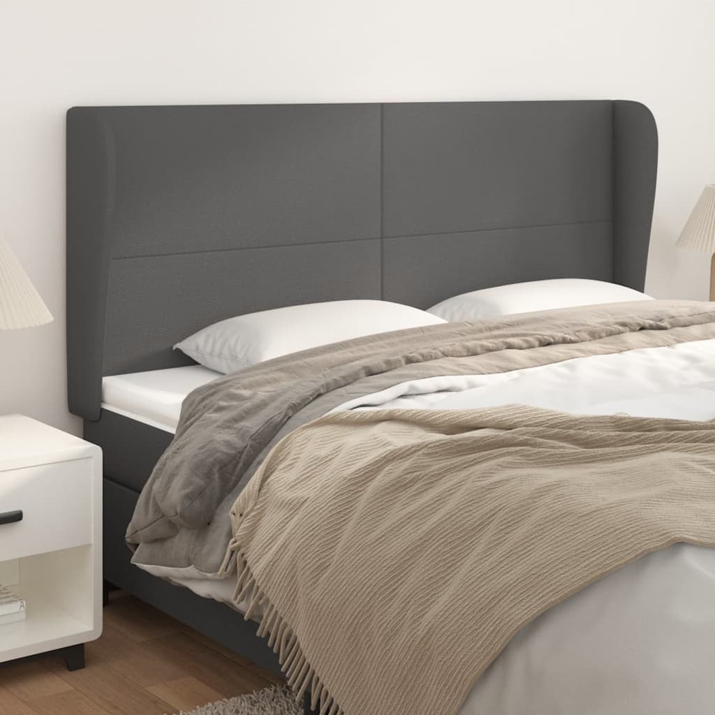 vidaXL Wingback Headboard Grey 163x23x118/128 cm Faux Leather
