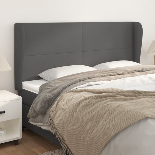 vidaXL Wingback Headboard Grey 163x23x118/128 cm Faux Leather