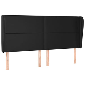 vidaXL Wingback Headboard Black 183x23x118/128 cm Faux Leather