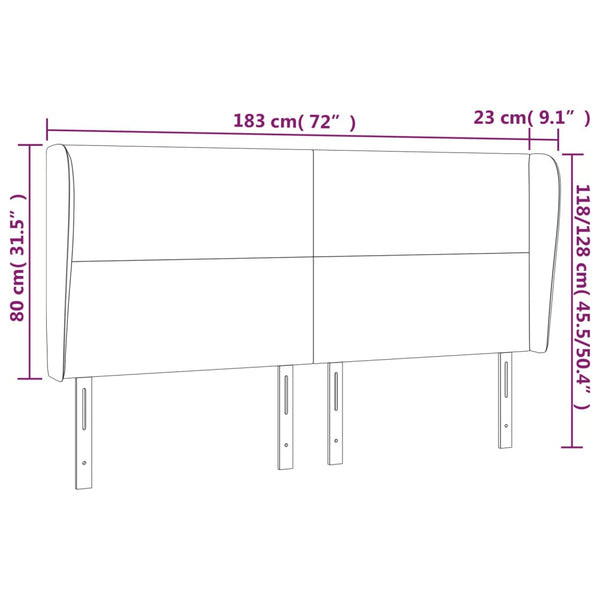 vidaXL Wingback Headboard Black 183x23x118/128 cm Faux Leather