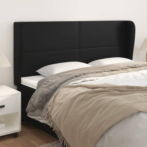 vidaXL Wingback Headboard Black 183x23x118/128 cm Faux Leather