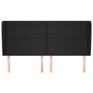 vidaXL Wingback Headboard Black 203x23x118/128 cm Faux Leather