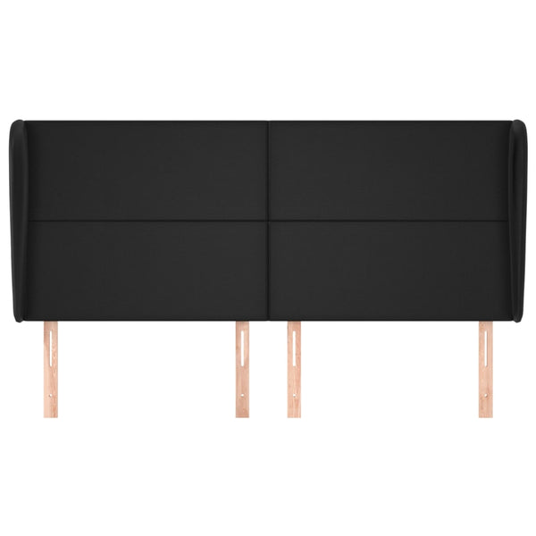 vidaXL Wingback Headboard Black 203x23x118/128 cm Faux Leather