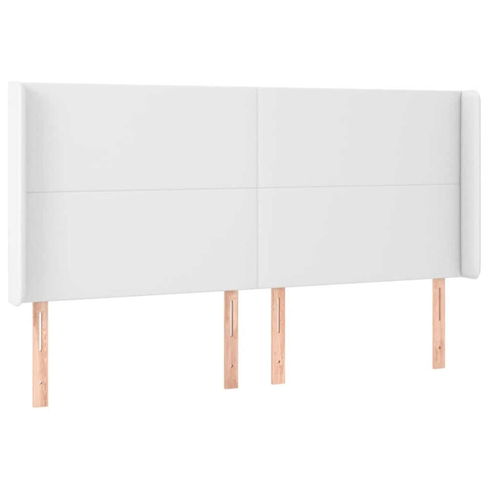 vidaXL Wingback Headboard White 203x23x118/128 cm Faux Leather