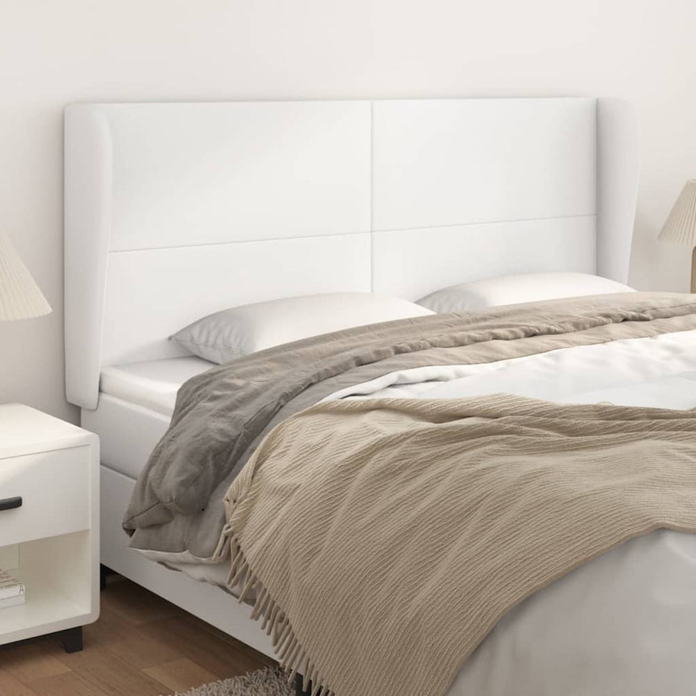 vidaXL Wingback Headboard White 203x23x118/128 cm Faux Leather