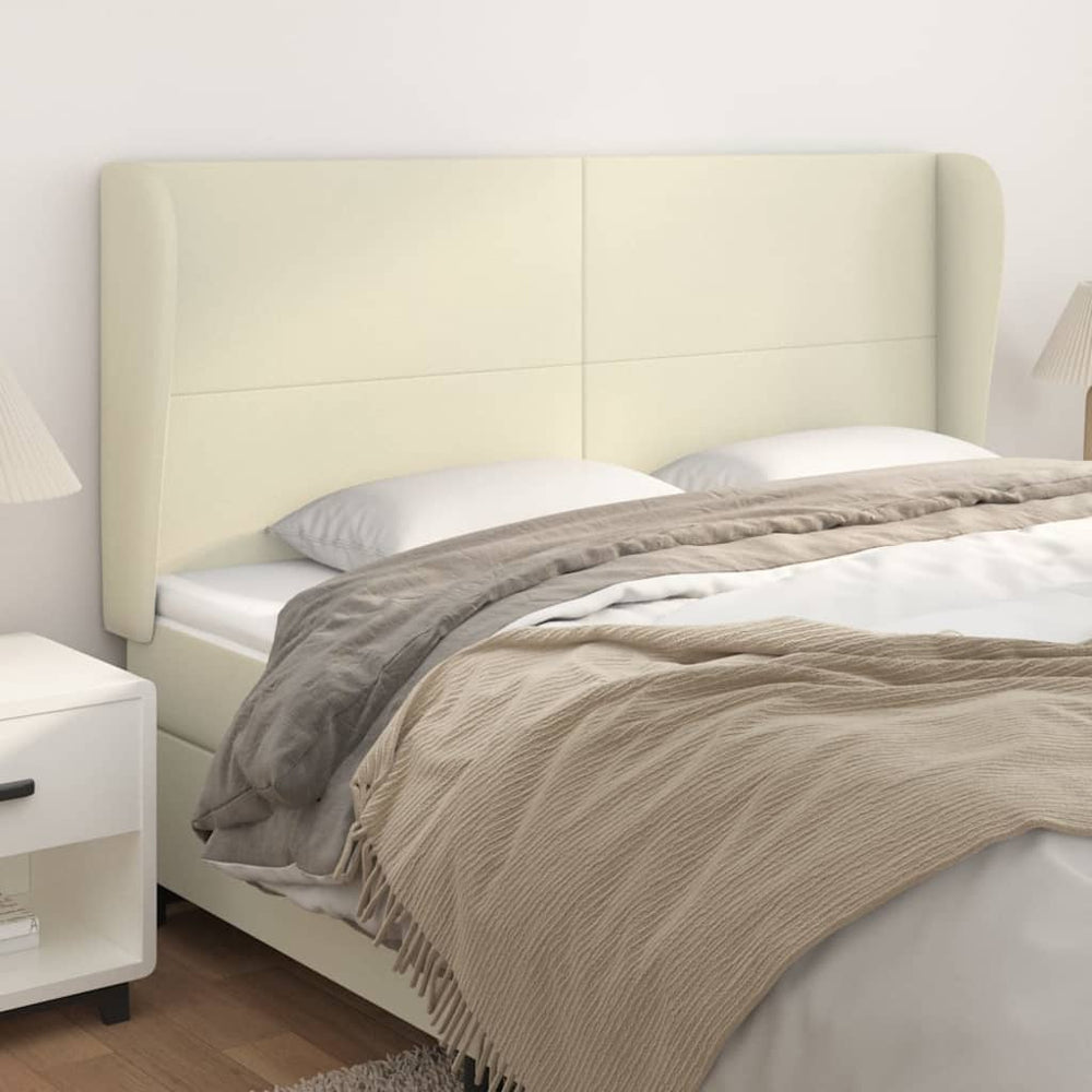 vidaXL Wingback Headboard Cream 203x23x118/128 cm Faux Leather