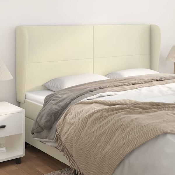 vidaXL Wingback Headboard Cream 203x23x118/128 cm Faux Leather