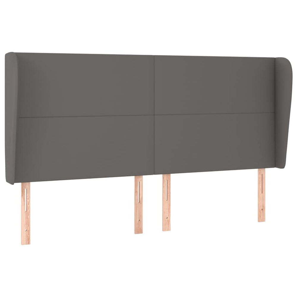 vidaXL Wingback Headboard Grey 203x23x118/128 cm Faux Leather