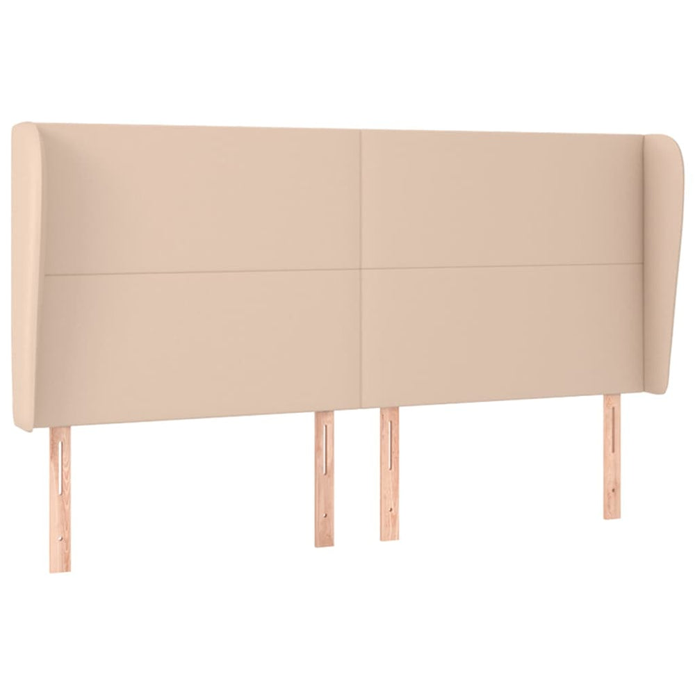 vidaXL Tufted Headboard with Wings Cappuccino Brown 203x23x118/128cm Faux Leather