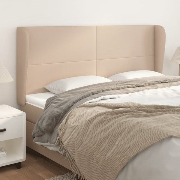 vidaXL Tufted Headboard with Wings Cappuccino Brown 203x23x118/128cm Faux Leather