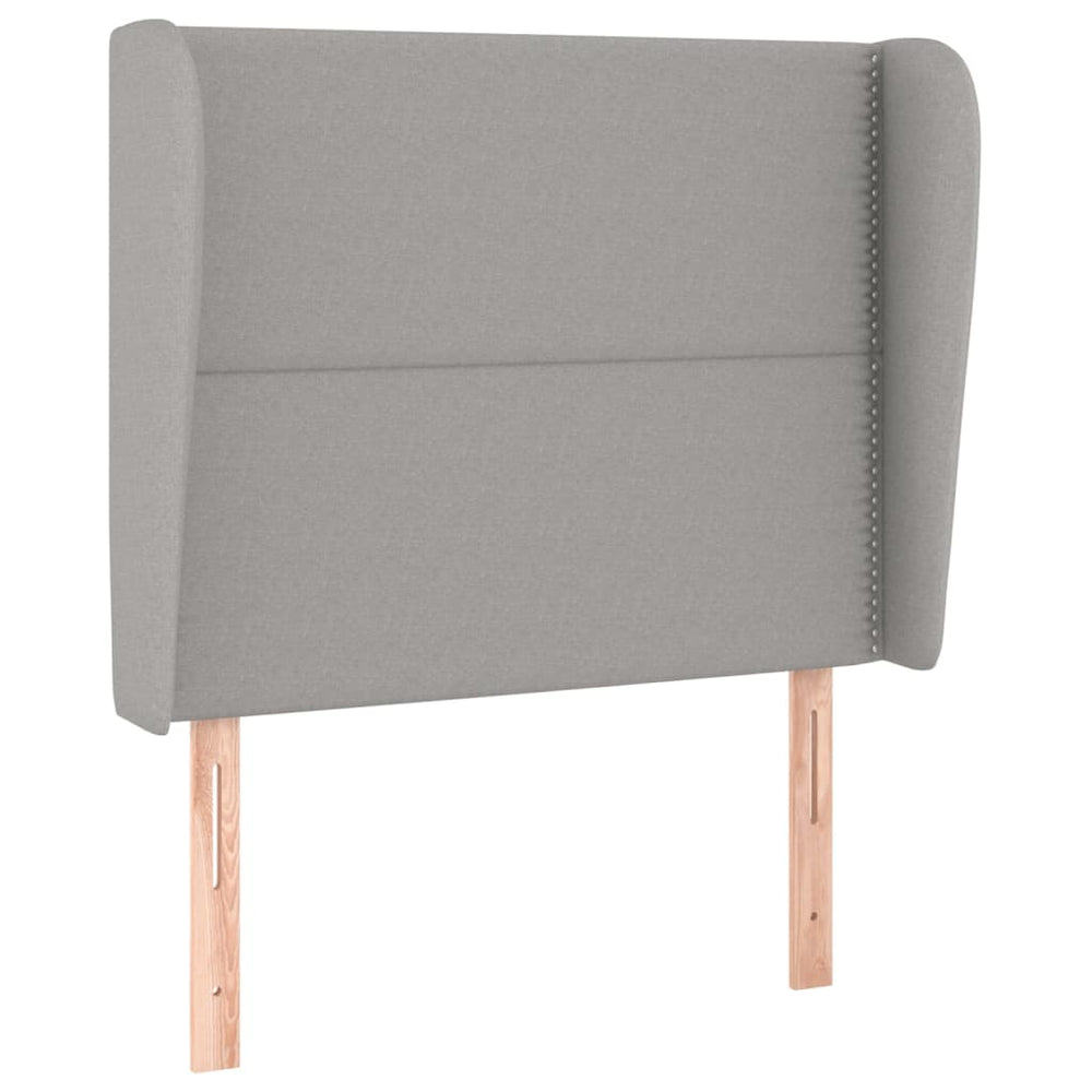 vidaXL Wingback Headboard Light Grey 93x23x118/128 cm Fabric
