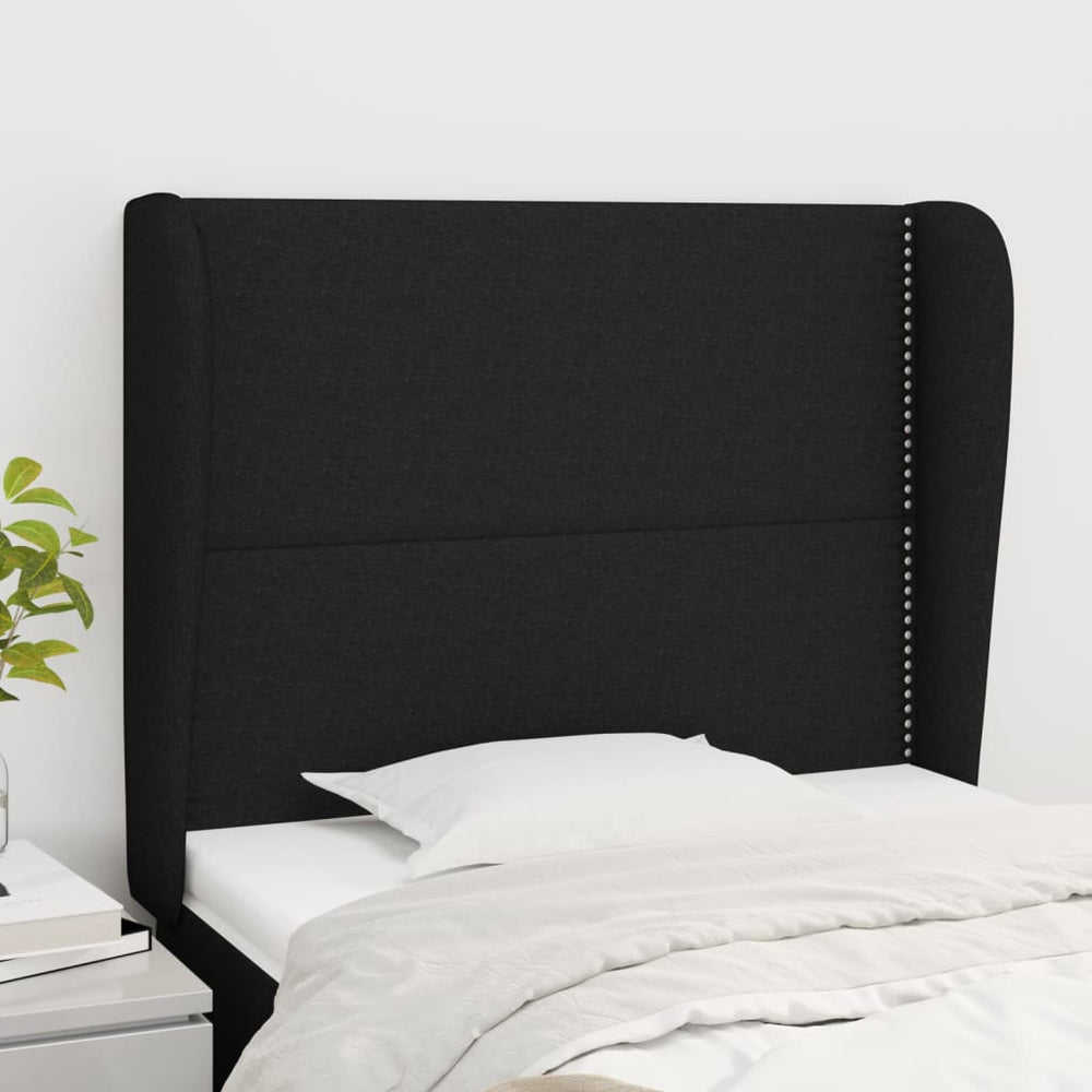 vidaXL Wingback Headboard Black 93x23x118/128 cm Fabric