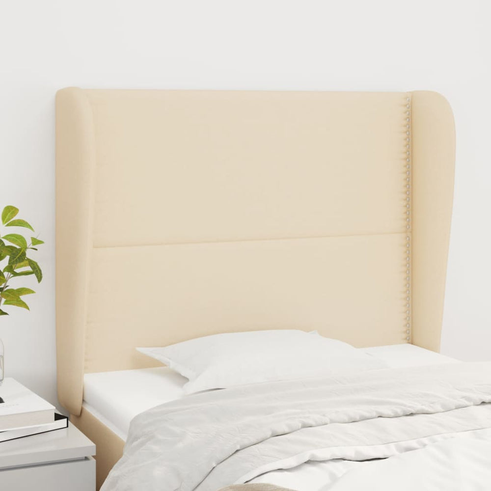 vidaXL Wingback Headboard Cream 93x23x118/128 cm Fabric