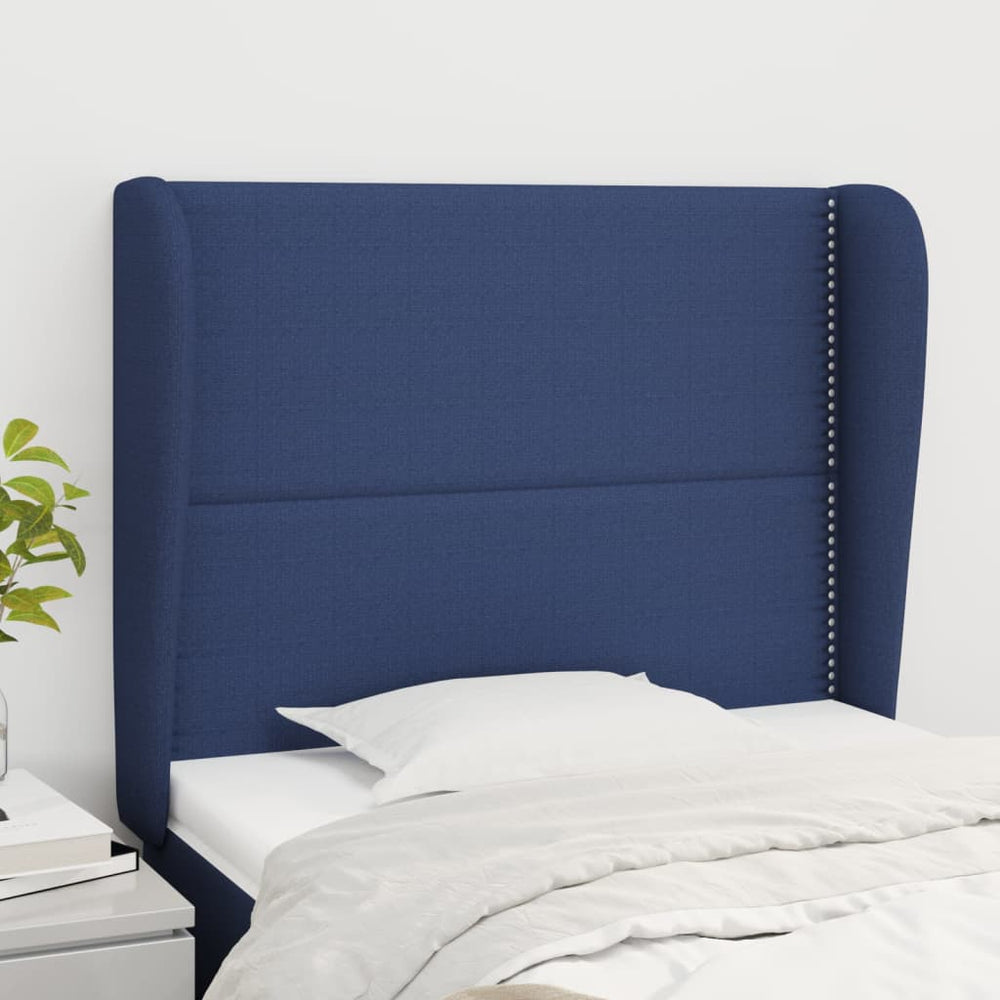 vidaXL Wingback Headboard Blue 93x23x118/128 cm Fabric