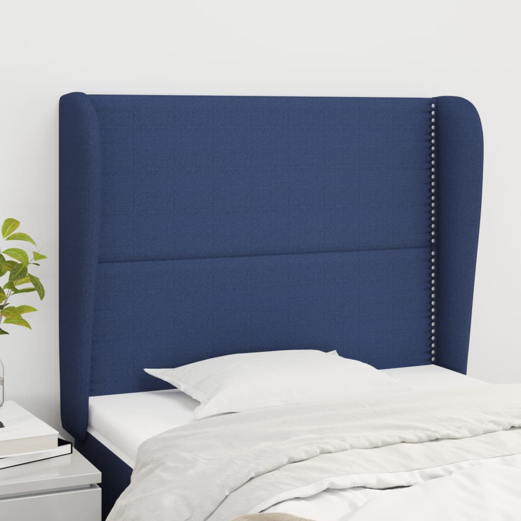 vidaXL Wingback Headboard Blue 93x23x118/128 cm Fabric