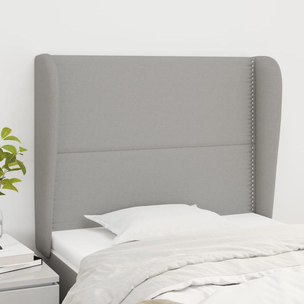 vidaXL Wingback Headboard Light Grey 103x23x118/128 cm Fabric