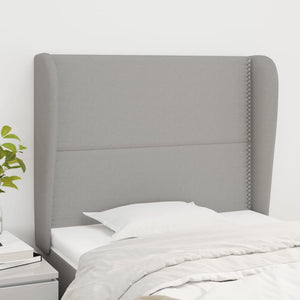 vidaXL Wingback Headboard Light Grey 103x23x118/128 cm Fabric