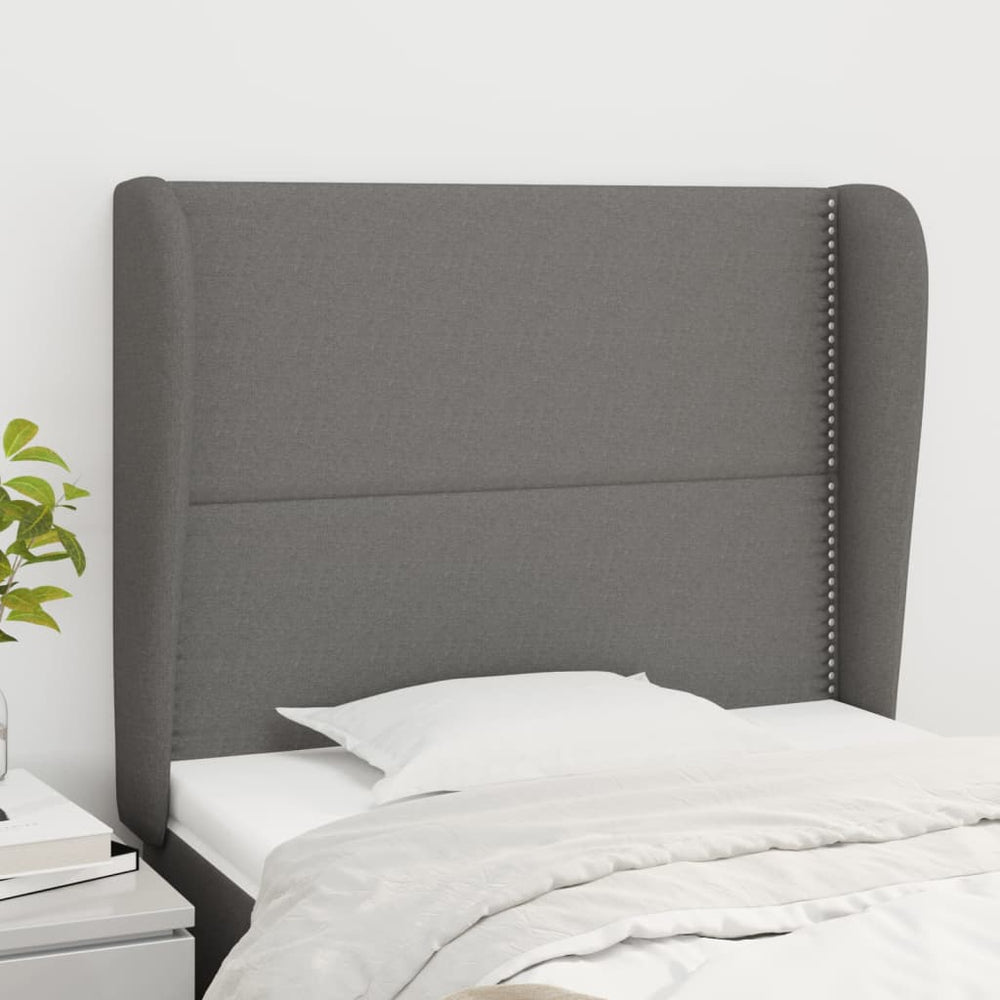 vidaXL Wingback Headboard Dark Grey 103x23x118/128 cm Fabric