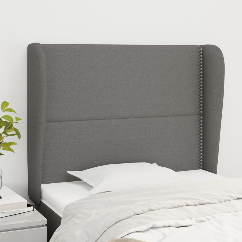 vidaXL Wingback Headboard Dark Grey 103x23x118/128 cm Fabric