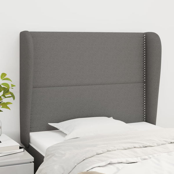 vidaXL Wingback Headboard Dark Grey 103x23x118/128 cm Fabric