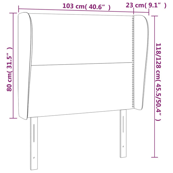 vidaXL Wingback Headboard Black 103x23x118/128 cm Fabric