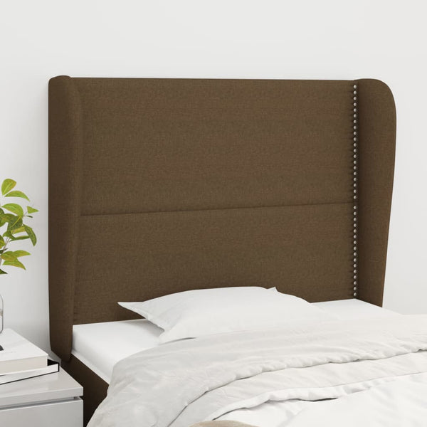 vidaXL Wingback Headboard Dark Brown 103x23x118/128 cm Fabric