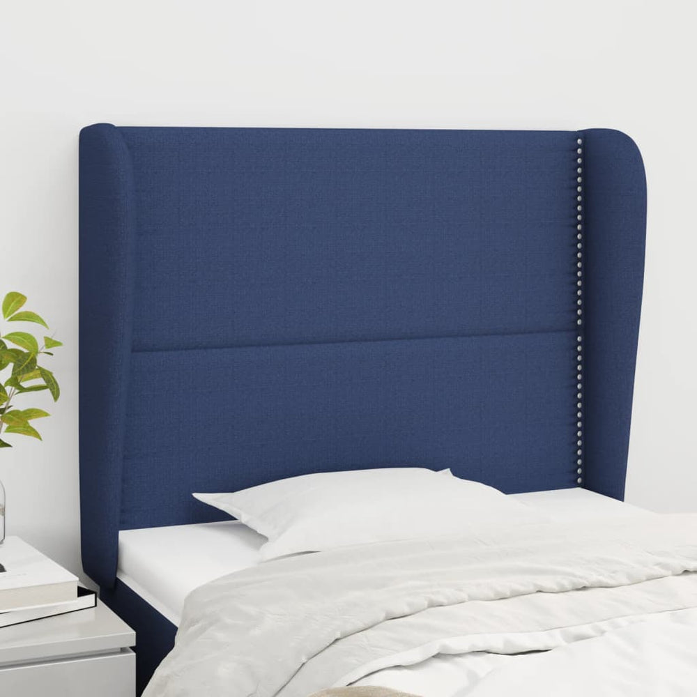 vidaXL Wingback Headboard Blue 103x23x118/128 cm Fabric