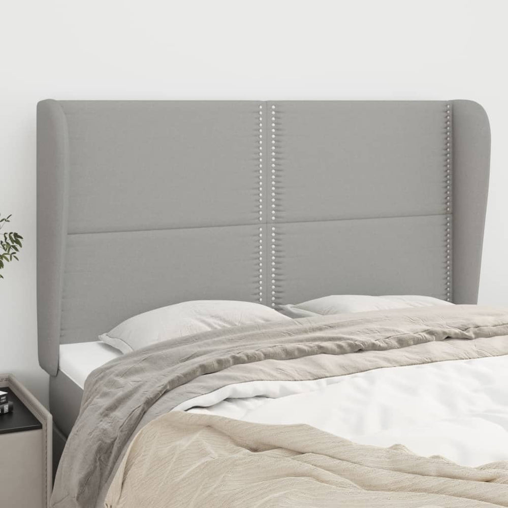 vidaXL Wingback Headboard Light Gray 147x23x118/128 cm Fabric