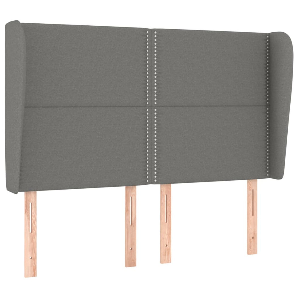 vidaXL Wingback Headboard Dark Grey 147x23x118/128 cm Fabric