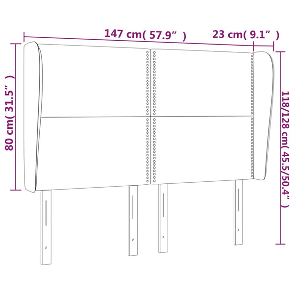 vidaXL Wingback Headboard Black 147x23x118/128 cm Fabric