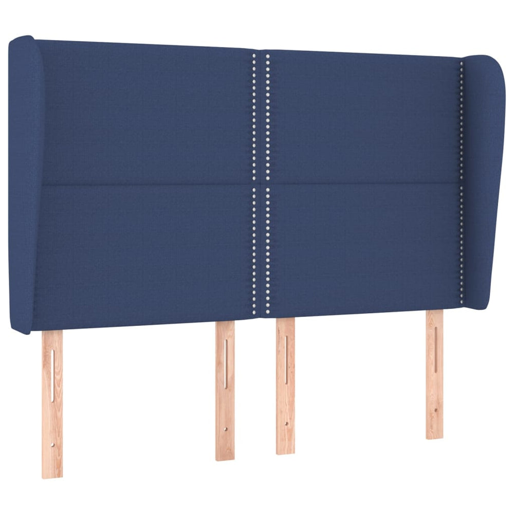 vidaXL Wingback Headboard Blue 147x23x118/128 cm Fabric