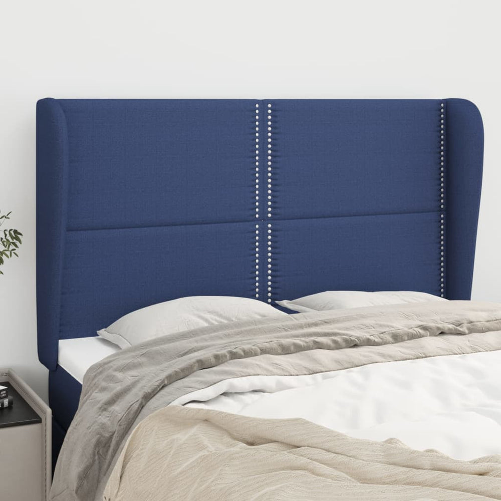 vidaXL Wingback Headboard Blue 147x23x118/128 cm Fabric