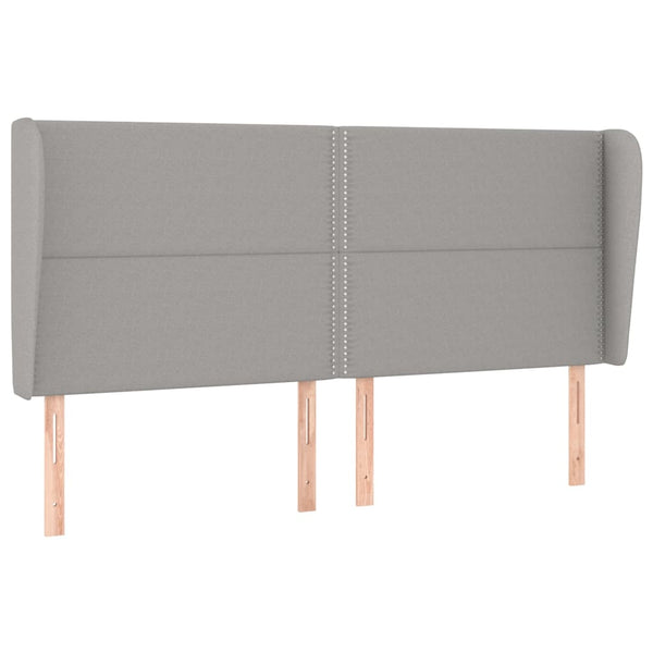 vidaXL Wingback Headboard Light Grey 203x23x118/128 cm Fabric
