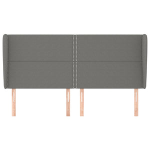vidaXL Wingback Headboard Dark Gray 203x23x118/128 cm Fabric