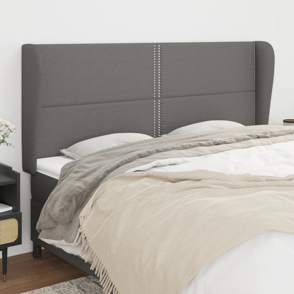 vidaXL Wingback Headboard Dark Gray 203x23x118/128 cm Fabric