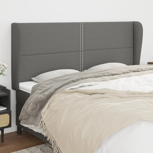 vidaXL Wingback Headboard Dark Gray 203x23x118/128 cm Fabric