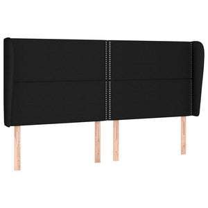 vidaXL Headboard with Wings Black 203x23x118/128 cm Fabric