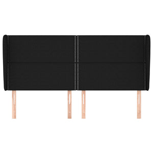 vidaXL Headboard with Wings Black 203x23x118/128 cm Fabric