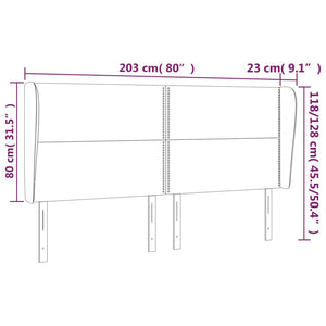 vidaXL Wingback Headboard Dark Brown 203x23x118/128 cm Fabric
