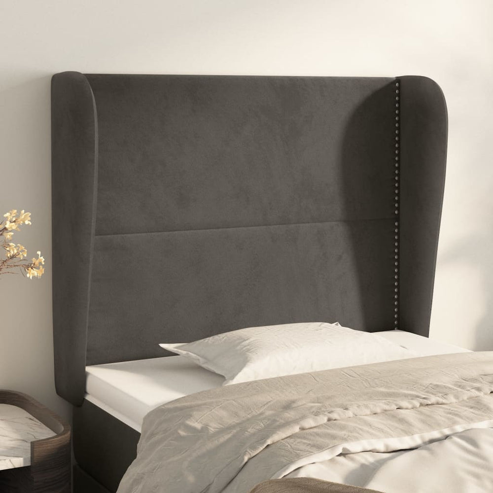 vidaXL Wingback Headboard Dark Grey 93x23x118/128 cm Velvet