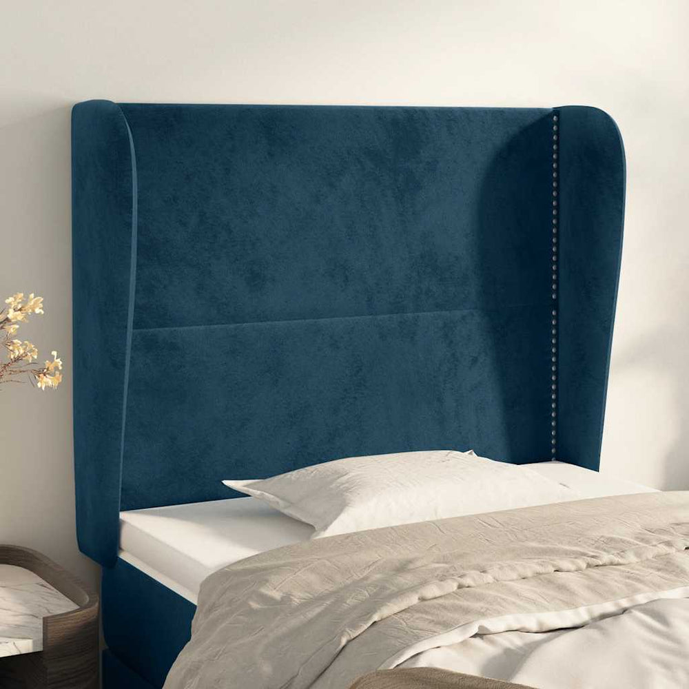 vidaXL Wingback Headboard Dark Blue 93x23x118/128 cm Velvet