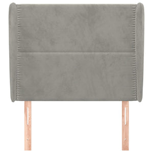 vidaXL Wingback Headboard Light Grey 103x23x118/128 cm Velvet