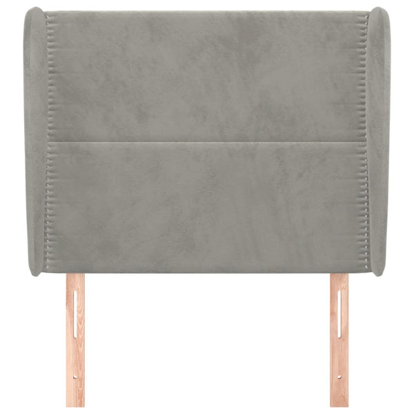 vidaXL Wingback Headboard Light Grey 103x23x118/128 cm Velvet