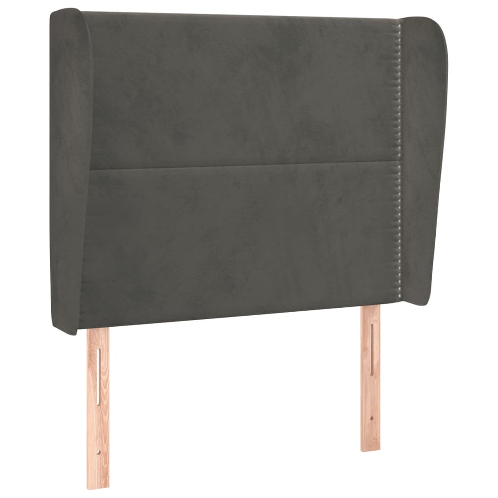 vidaXL Wingback Headboard Dark Grey 103x23x118/128 cm Velvet