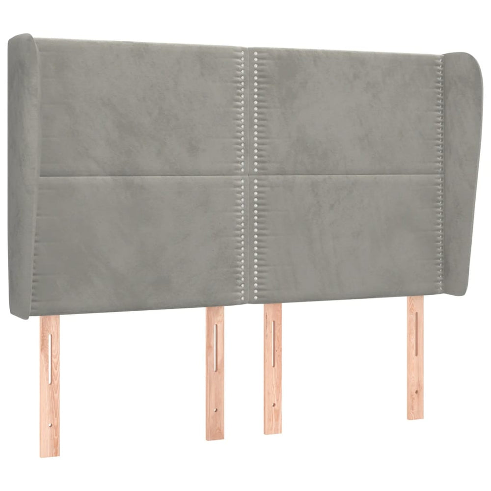 vidaXL Tufted Headboard Light Gray 147x23x118/128 cm Velvet