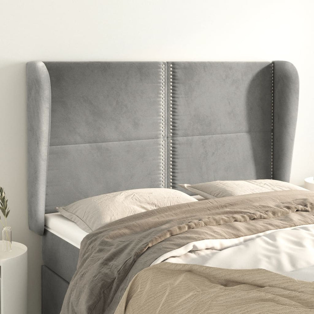 vidaXL Tufted Headboard Light Gray 147x23x118/128 cm Velvet