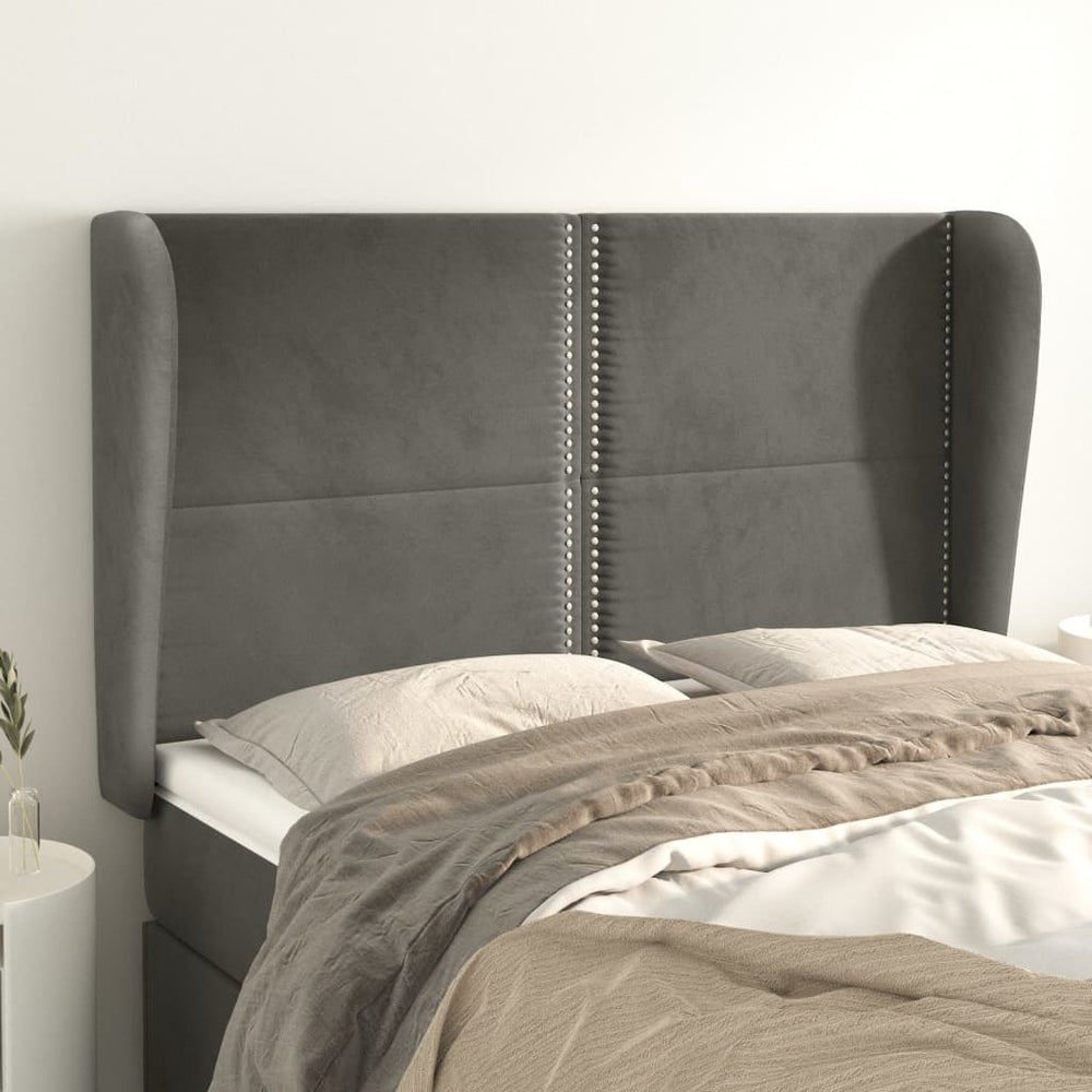 vidaXL Wingback Headboard Dark Grey 147x23x118/128 cm Velvet